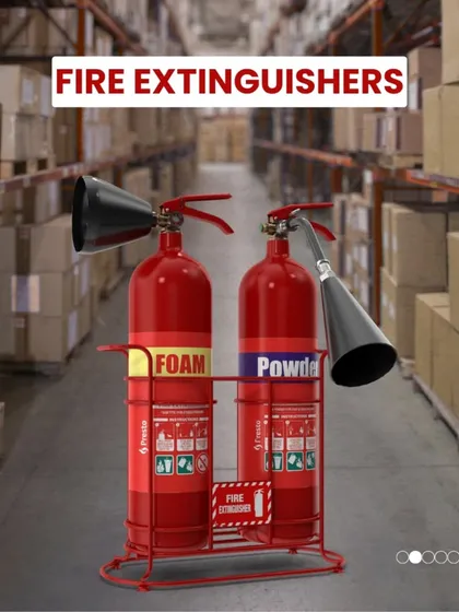 Standard fire extinguishers are strategically placed throughout my warehouses, ensuring quick response in case of a fire. Your goods' safety is my top priority.