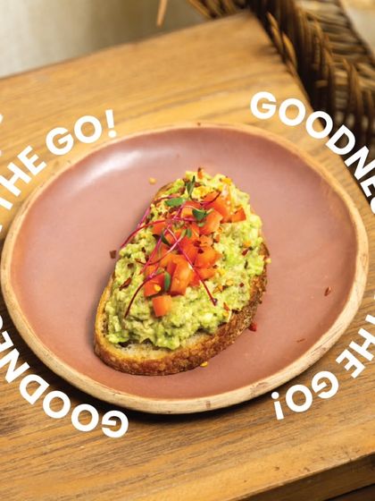 Goodness on the go! Our avocado toast is a perfect mid-morning snack or a quick, light breakfast. It's packed with healthy fats and fiber to keep you satisfied.