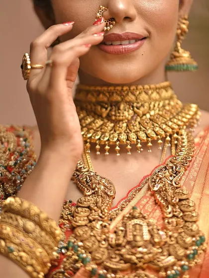 Additional views showcasing the variety and detail of my heirloom bridal sarees. Each image captures a different angle, moment, or detail, from full portraits to close ups of the fabric and embroidery, illustrating the complete story of each bride's custom creation.
