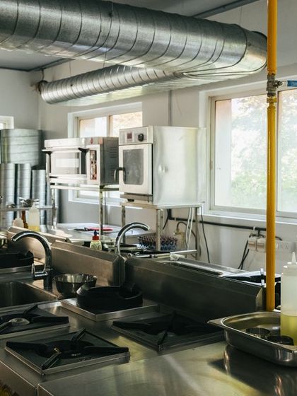 The academy kitchen is bright and well-equipped, providing an ideal learning environment for our students.