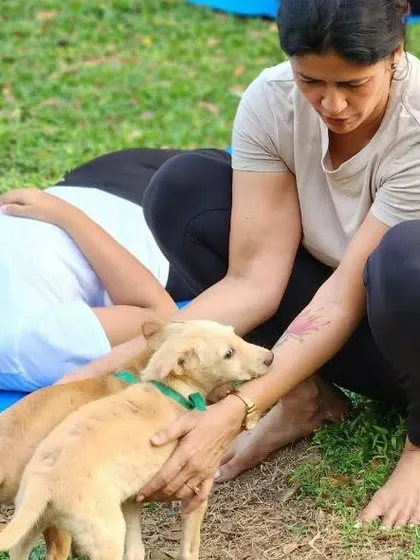 Getting some puppy love during our Pawga adoption drive. These events are a beautiful way to bring the community together and find loving homes for these sweet animals.