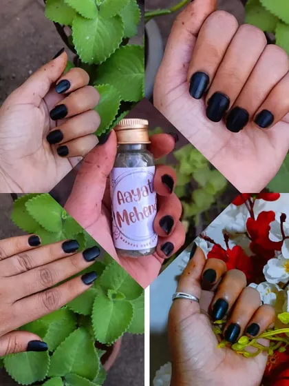 For my sisters looking for a beautiful, halaal way to color their nails, I present my handmade black nail henna. It gives a stunning, bold black color, is completely organic, and is wazu-friendly.