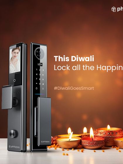 This Diwali, lock all the happiness inside. My smart lock is shown here in a festive setting, symbolizing how it protects the joy and celebration within your home.