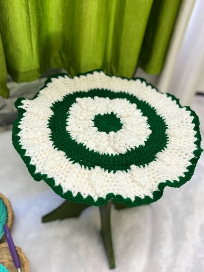 Another angle of the small table mat, showing its potential as a piece of home decor.