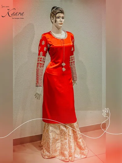 For those who love a bold, timeless statement, this red kurta set is a favorite. I paired a rich, luxurious fabric with intricate zardosi and threadwork on the sleeves and neckline, creating a look that is both traditional and powerfully elegant.