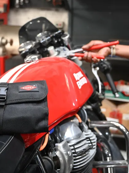 Built like a gun and fixed with precision. Using Knipex tools on a Royal Enfield Continental GT.