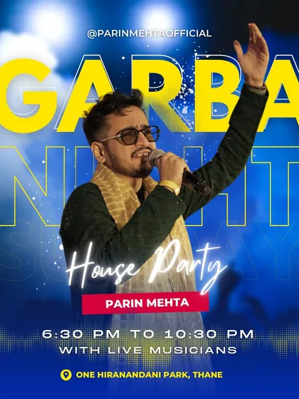 No space is too small for a Garba party. This poster was for an intimate house party in Thane, where we brought the full festive vibe with live musicians.