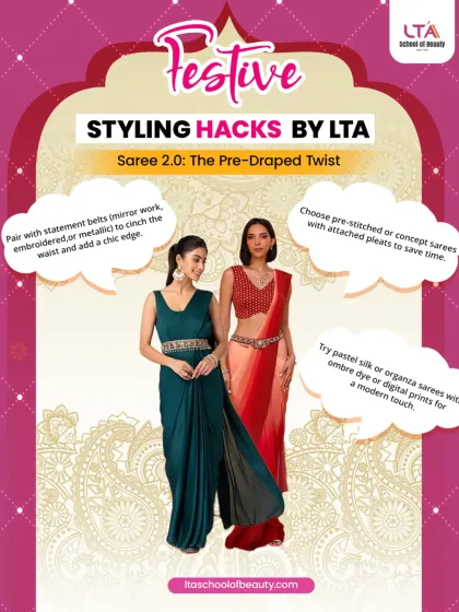 We teach you to blend tradition with modern, effortless style. This pre-draped saree hack is a perfect example of how we train you to think like a stylist, creating high-impact, time-saving looks for any occasion.