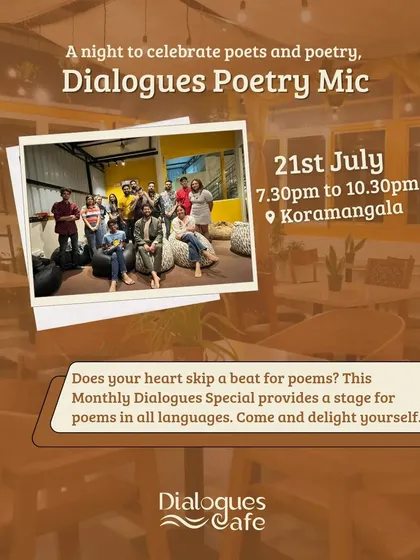 An invitation to our monthly Poetry Mic night. It's a stage for poems in all languages, where we celebrate the beauty of words and the poets who write them.