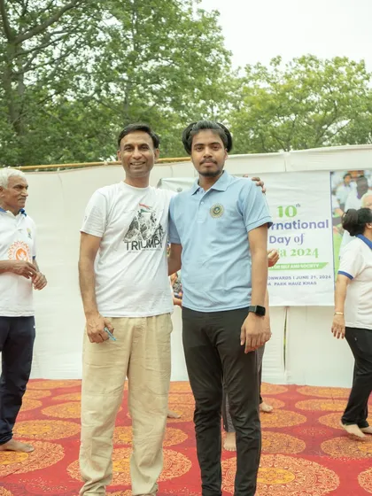 With Captain Akhilesh Saxena, a special guest at the International Day of Yoga event, after a successful session.