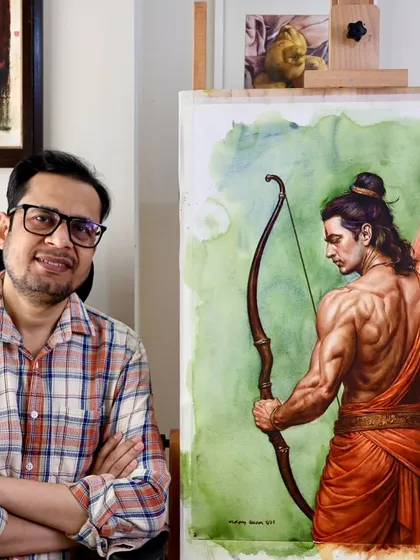 Some paintings are a form of prayer. Here, I wanted to capture the divine bond between Shree Ram and Sita. This piece is a journey into spiritual art, exploring how to convey strength, grace, and devotion through anatomy, color, and composition.