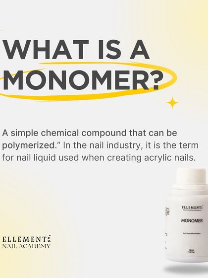 What is a monomer? This educational post explains that in the nail industry, it's the term for the liquid used with acrylic powder to create acrylic nails.
