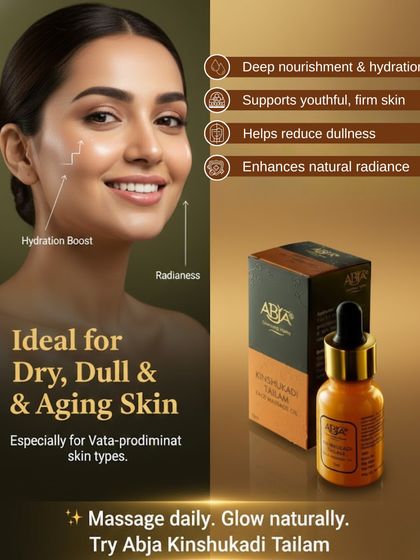 My Kinshukadi Tailam is ideal for dry, dull, and aging skin, especially for Vata-predominant skin types. It provides a hydration boost and enhances natural radiance.