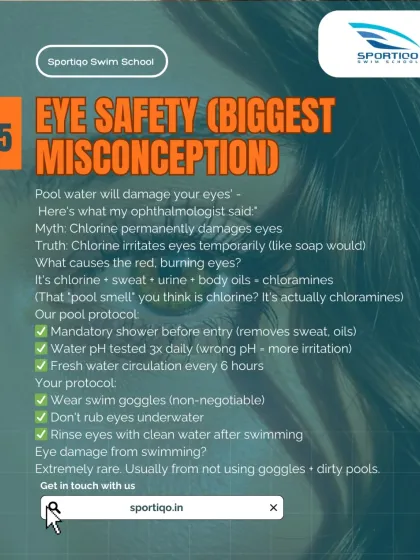 An eye safety fact check from an ophthalmologist. Chlorine irritates eyes temporarily, but our pool protocols and mandatory goggles prevent any real damage.