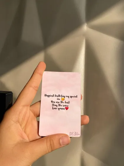 This is what the back of a wallet card can look like. I can add any custom birthday message or note to make your gift extra personal.