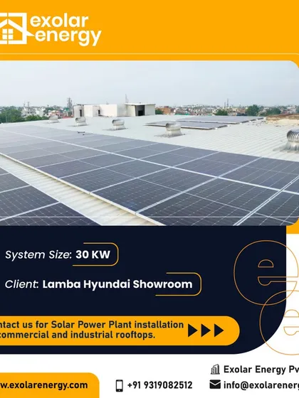 We empowered the Lamba Hyundai Showroom with a 30 kW rooftop solar system. This installation helps the business cut operational costs and demonstrates a commitment to green energy for their customers to see.