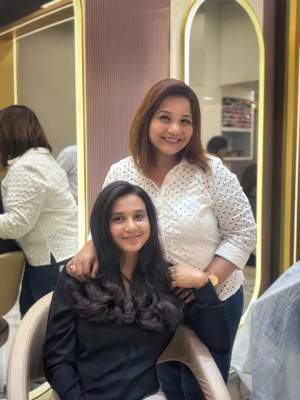 That smile says it all. A happy client posing with me after her haircut and styling session. Good hair always brings a happy face.