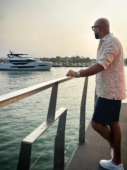 Looking out at the yachts in the Marbella marina. This was a quick 24-hour trip for a private boat party, and the vibes were immaculate.