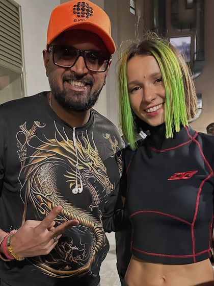 Hanging out with the amazing DJ Miss Monique at the Darkroom Festival. Her energy is infectious, and it was great to connect with her.