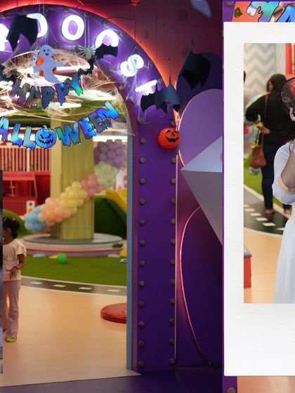 A glimpse of our Halloween decorations. We love transforming the play arena for special occasions to create a new and exciting experience for the kids.