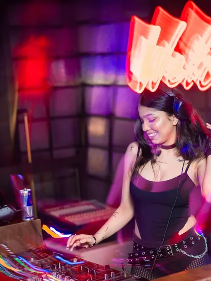 Lost in the music and the lights. This is my happy place, mixing beats and creating an unforgettable night for everyone.