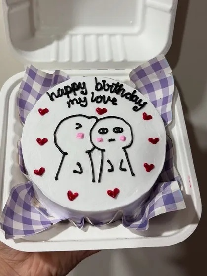 A cute, hand-drawn design for a loved one's birthday. This minimalist cartoon style is very popular for anniversaries and birthdays.