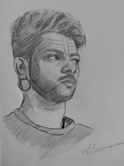 A quick self-portrait using a mix of blocking and hatching techniques. For me, art is a way to check in with myself, and sketching is the most direct way to get my thoughts and feelings onto the page.
