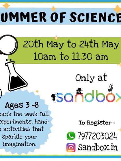 Our "Summer of Science" camp is the perfect way to keep young minds engaged during the break. This flyer gives a glimpse of our week-long program, packed with experiments for kids aged 3 to 8.