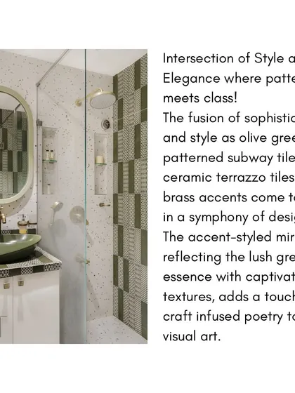 A description of the Olive Lavatory, highlighting its fusion of sophistication and style.