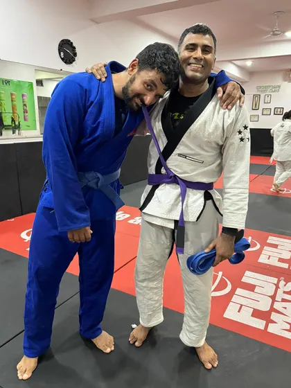 A proud moment for our Noida academy. Our coach and cornerstone, Sunil, receiving his Purple Belt. His dedication as both a competitor and a coach is an inspiration to us all.
