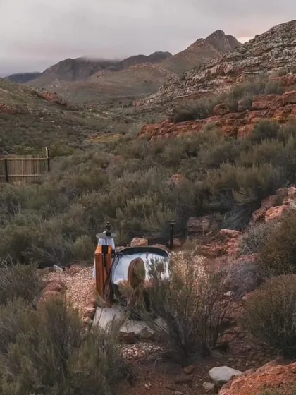 Even the most remote locations can have a touch of luxury. This outdoor bathtub is part of one of our off-grid modular retreats, offering a unique way to connect with nature.