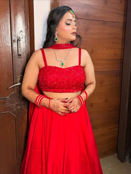 Posing with confidence. This red-hot party look is sure to turn heads.
