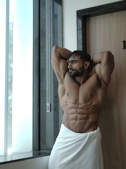 Abs and chest on display.