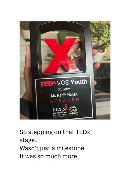 A close-up of the TEDx speaker memento. A reminder of the privilege and responsibility that comes with sharing knowledge on a public platform.