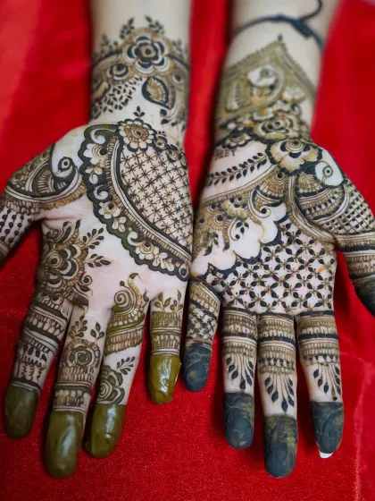 Another angle of the peacock and floral fusion design, showing how the different elements come together to create a unique and personalized look.