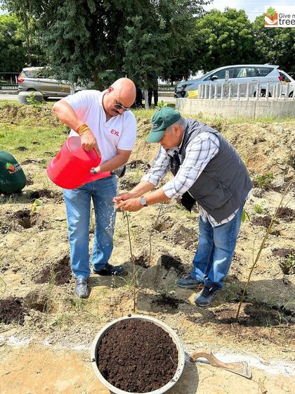 Peepal Baba guiding an EXL volunteer at the Ecotech 8 site in Greater Noida. I personally oversee many drives to share my knowledge and passion with the volunteers.