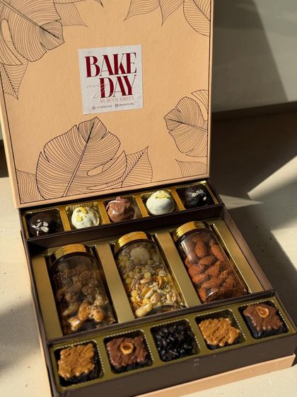 A closer look at our Sweet & Salty Hamper, beautifully packaged for Diwali. It's the perfect balance of flavors for any palate.