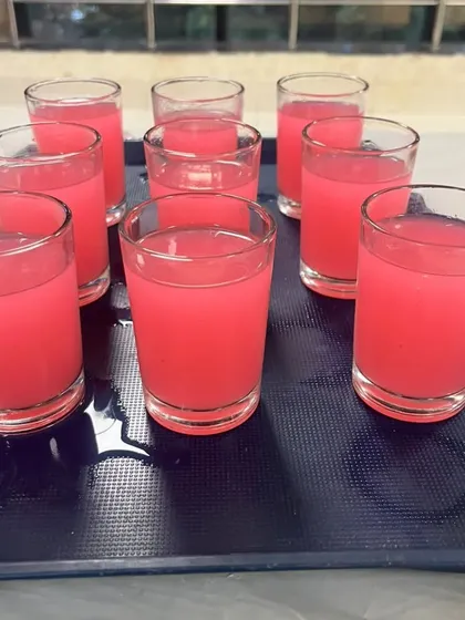 A tray of pink mocktails served at a naming ceremony in Airoli. I can match the drink colours to your event's theme.