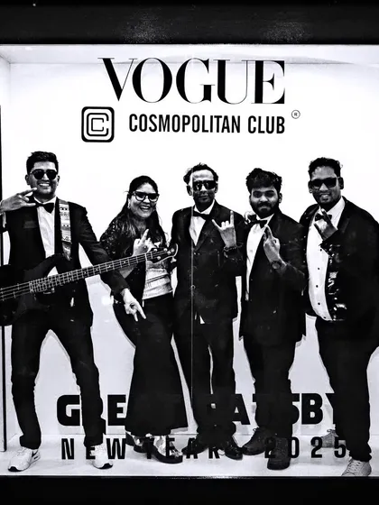 Another fun pose from the New Year's Eve party. We always bring our style and energy to every event.