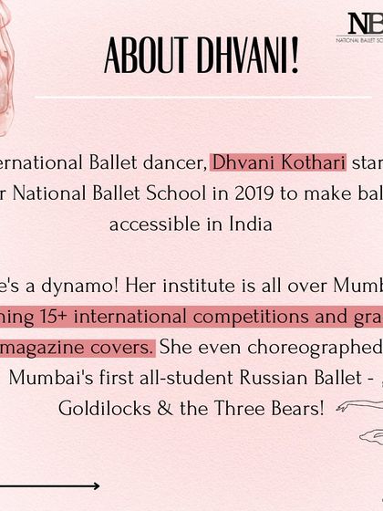 A little bit about my journey. I started NBSI to make ballet accessible in India, and I'm so proud of how far we've come.