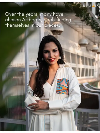 Over the years, many have chosen Artbeats, each finding themselves in our pieces. This image of a confident woman in one of my art-pocket shirts embodies that connection.