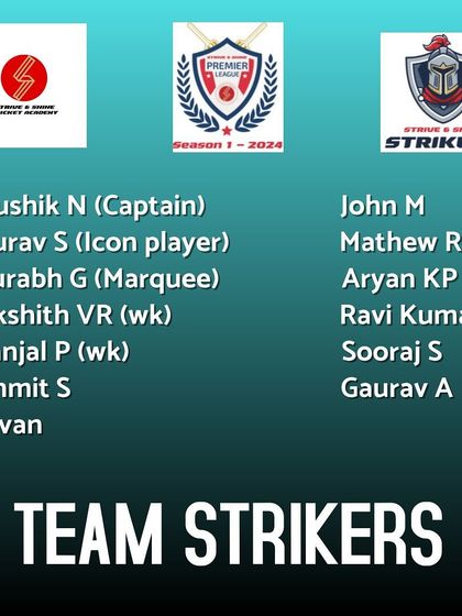 Announcing the full squad for Team Strikers for the Strive & Shine Premier League Season 1.