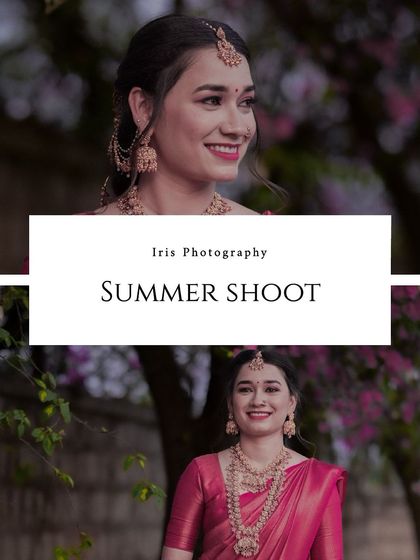 A close-up beauty shot from another summer-themed session, highlighting the model's features and the intricate traditional jewelry.