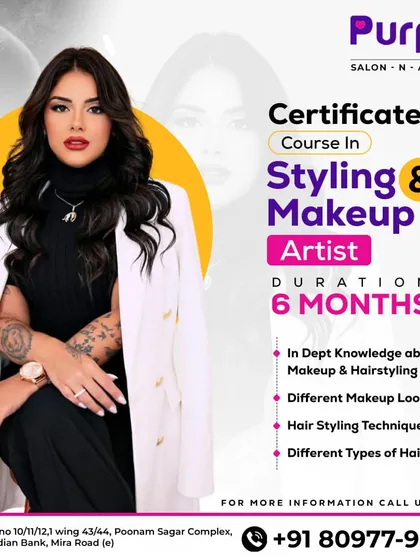 Become a professional Makeup Artist and Stylist with our 6-month certificate course. This program gives you in-depth knowledge of different makeup looks, hair styling techniques, and various types of hairdos to make you client-ready.