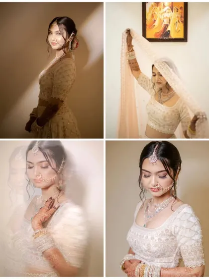 A collage of artistic bridal portraits, including the motion blur effect and a shot of her with her veil. This shows my creative approach to bridal photography.