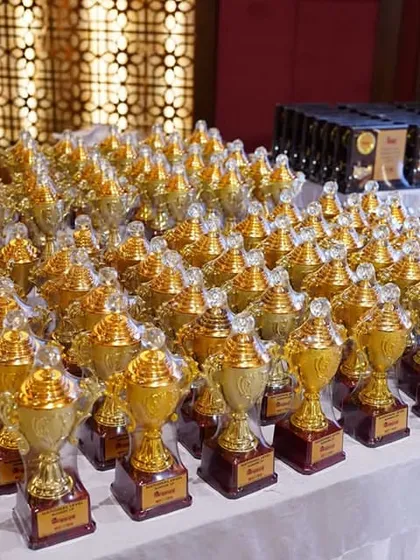 Trophies awaiting the champions at the Abacus Gala. I believe in recognizing and celebrating the hard work and achievement of every student.