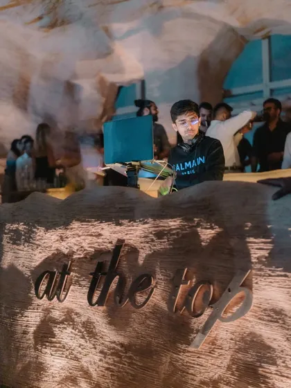 At the top of Bastian in Mumbai, one of the city's premier nightlife spots. The cave-like architecture and upscale vibe make it a unique venue to play at.
