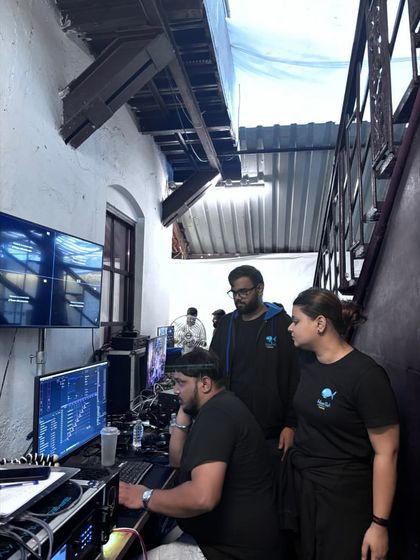 The console setup in a unique, rustic venue for the Netflix 'Mandala Murders' launch. We adapt our technical setup to any location to deliver a flawless show.
