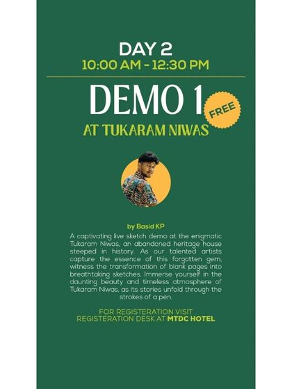 The schedule for my live sketch demo at Tukaram Niwas during the Nagpur Sketch Fest. It was an honor to be part of such a great lineup.