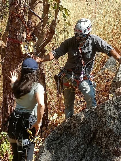 We love to teach, and teach right. Scenes from our Anchoring and Exit Strategies workshop, where participants get hands-on practice with building secure anchors and learning how to safely exit routes.
